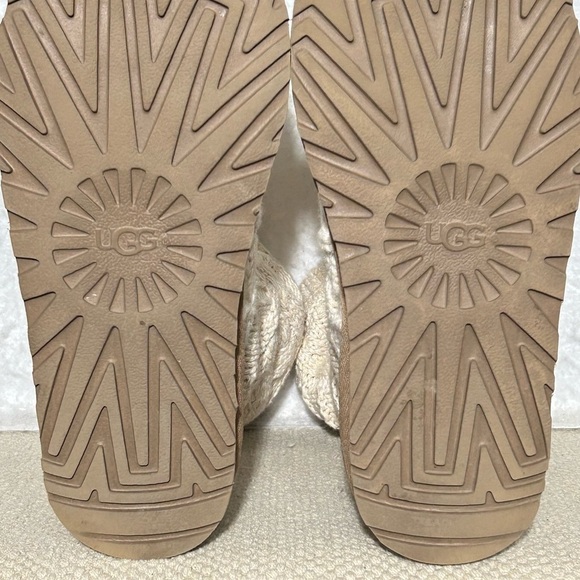UGG Womens Cream Cardi Cable Knitted Sweater w/Shearling Pull On Boots SZ US 8 - Picture 10 of 11